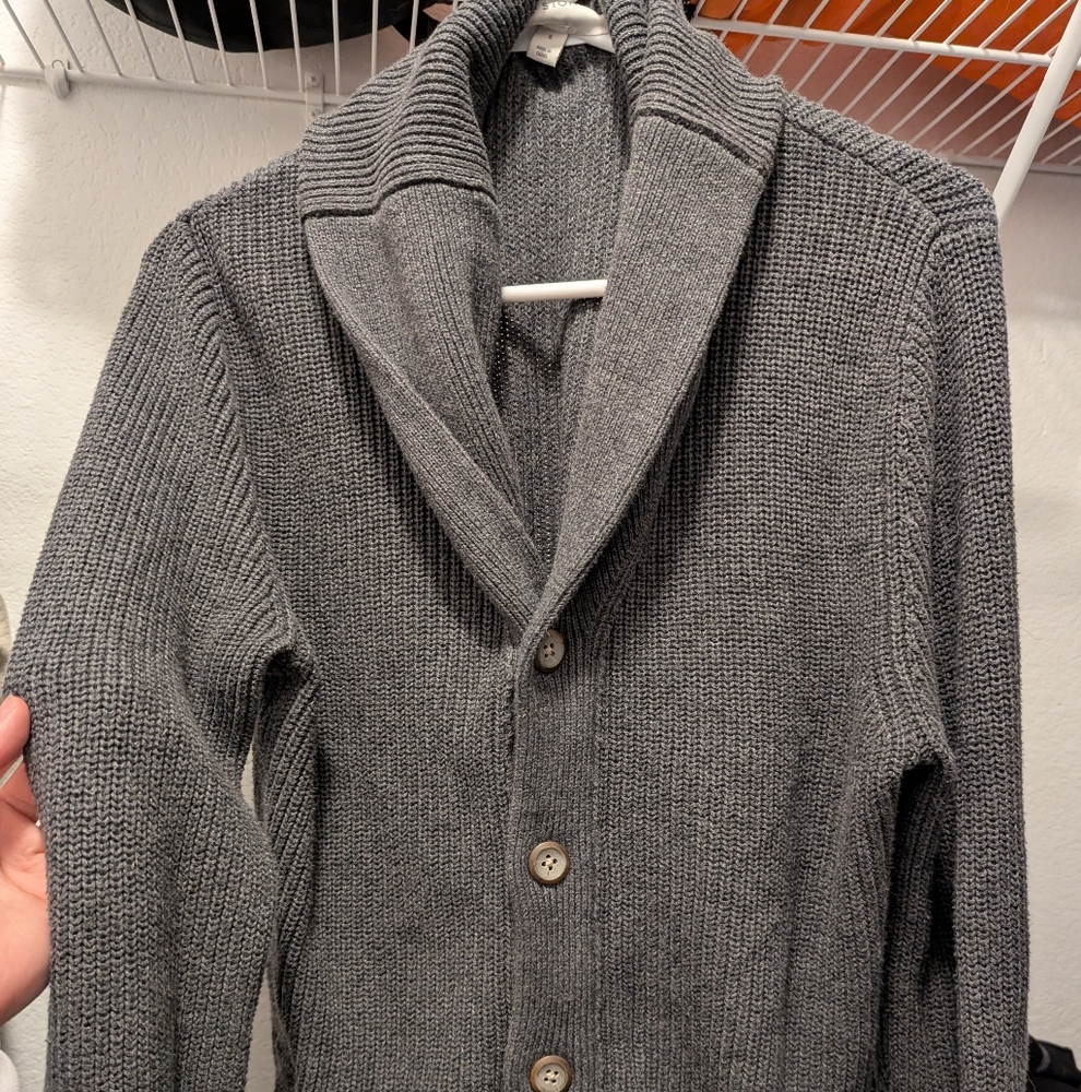 Gray Shawl Collar Men's Sweater